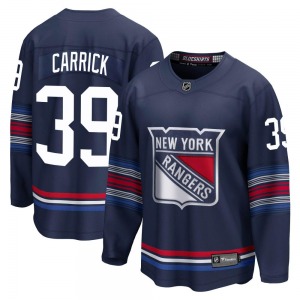 Youth Sam Carrick New York Rangers Fanatics Branded Premier Navy Breakaway Alternate Jersey