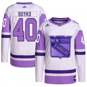 Youth Talyn Boyko New York Rangers Adidas Authentic White/Purple Hockey Fights Cancer Primegreen Jersey