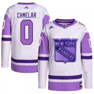 Youth Jaroslav Chmelar New York Rangers Adidas Authentic White/Purple Hockey Fights Cancer Primegreen Jersey