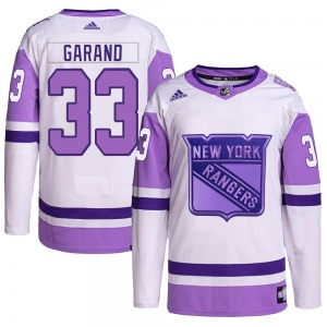 Youth Dylan Garand New York Rangers Adidas Authentic White/Purple Hockey Fights Cancer Primegreen Jersey