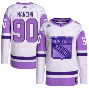 Youth Victor Mancini New York Rangers Adidas Authentic White/Purple Hockey Fights Cancer Primegreen Jersey