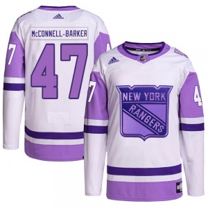 Youth Bryce McConnell-Barker New York Rangers Adidas Authentic White/Purple Hockey Fights Cancer Primegreen Jersey