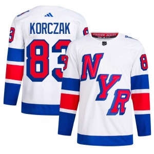 Ryder Korczak New York Rangers Adidas Authentic White 2024 Stadium Series Primegreen Jersey