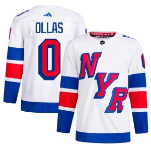 Hugo Ollas New York Rangers Adidas Authentic White 2024 Stadium Series Primegreen Jersey