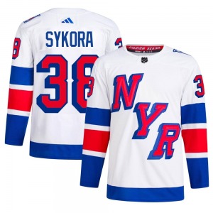 Adam Sykora New York Rangers Adidas Authentic White 2024 Stadium Series Primegreen Jersey