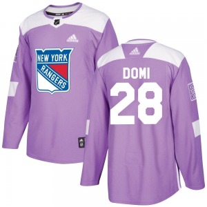 Tie Domi New York Rangers Adidas Authentic Purple Fights Cancer Practice Jersey