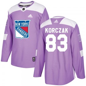 Ryder Korczak New York Rangers Adidas Authentic Purple Fights Cancer Practice Jersey