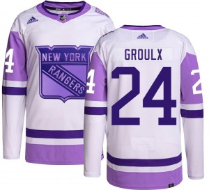 Bo Groulx New York Rangers Adidas Authentic Hockey Fights Cancer Jersey