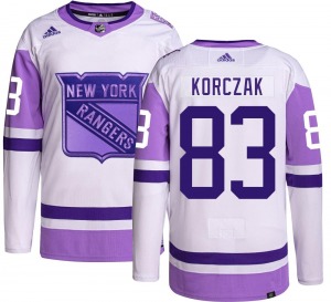 Ryder Korczak New York Rangers Adidas Authentic Hockey Fights Cancer Jersey