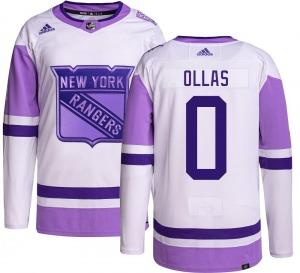 Hugo Ollas New York Rangers Adidas Authentic Hockey Fights Cancer Jersey