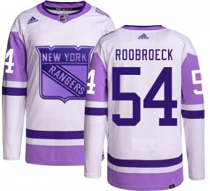 Dylan Roobroeck New York Rangers Adidas Authentic Hockey Fights Cancer Jersey