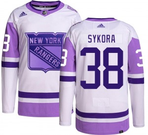 Adam Sykora New York Rangers Adidas Authentic Hockey Fights Cancer Jersey