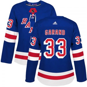 Women's Dylan Garand New York Rangers Adidas Authentic Royal Blue Home Jersey