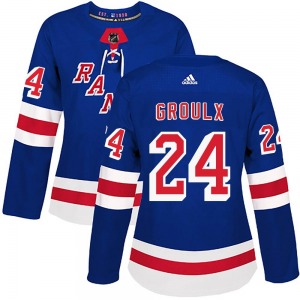 Women's Bo Groulx New York Rangers Adidas Authentic Royal Blue Home Jersey