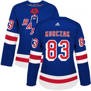 Women's Ryder Korczak New York Rangers Adidas Authentic Royal Blue Home Jersey