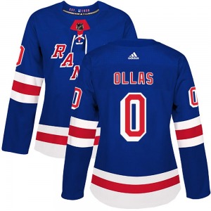 Women's Hugo Ollas New York Rangers Adidas Authentic Royal Blue Home Jersey