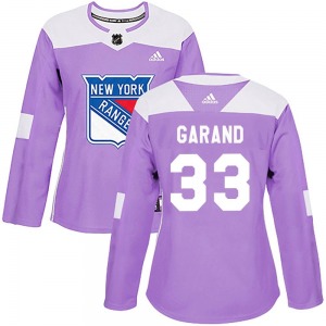 Women's Dylan Garand New York Rangers Adidas Authentic Purple Fights Cancer Practice Jersey