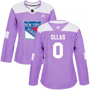 Women's Hugo Ollas New York Rangers Adidas Authentic Purple Fights Cancer Practice Jersey