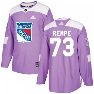 Youth Matt Rempe New York Rangers Adidas Authentic Purple Fights Cancer Practice Jersey